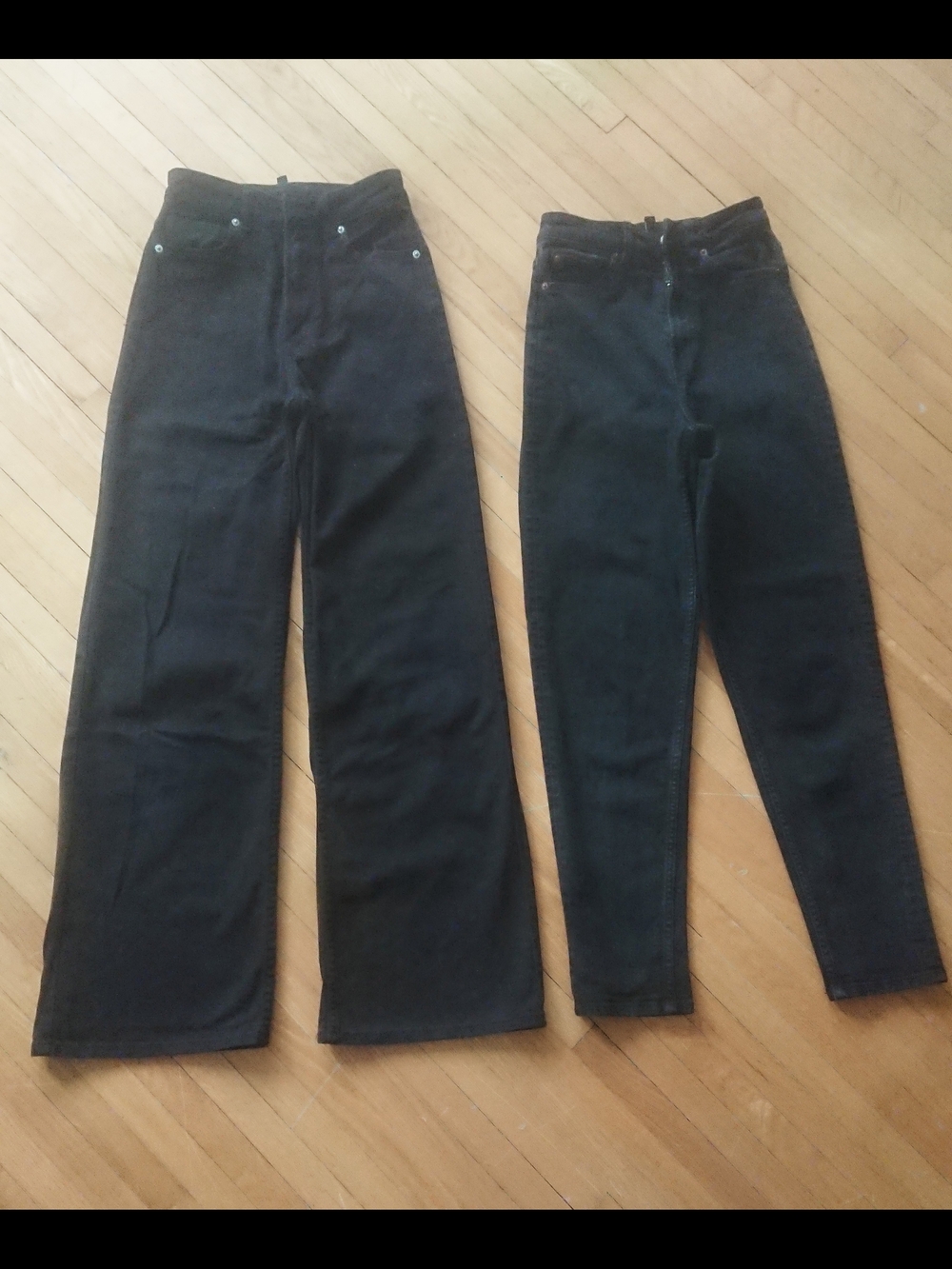 Two pairs of high-rise jeans - black Tapered & Wide leg, size 2